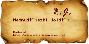 Mednyánszki Jolán névjegykártya