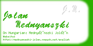 jolan mednyanszki business card